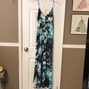 Scoop NYC turq tie dye long maxi